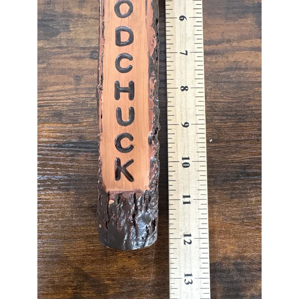 Woodchuck Amber Hard Cider Tap Handle Rustic Log Branch Red Apple Logo 12.5 Inch